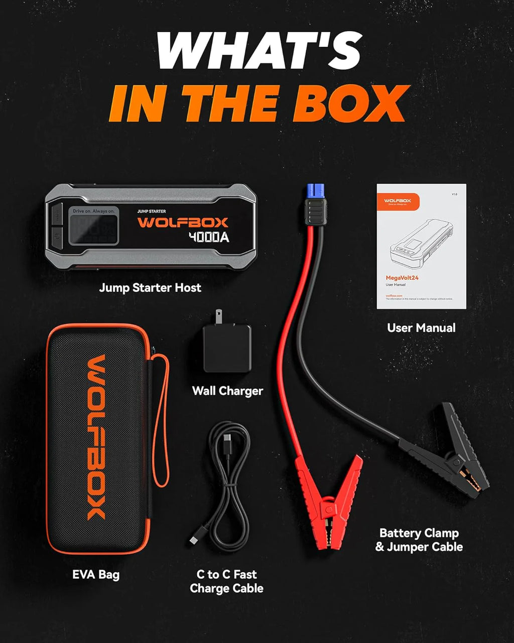 WOLFBOX MegaVolt24 Jump Starter with Lifetime Warranty