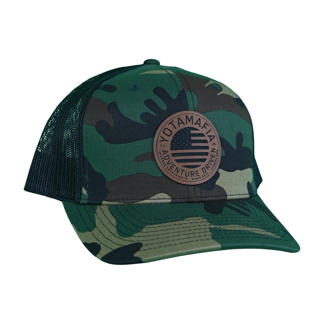 Camo & Black Mesh American Flag Trucker Hat