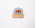 LEATHER PATCH TRUCKER HAT BEIGE/GREY/WHITE