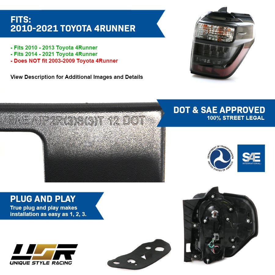 USR DEPO 2010-2021 4Runner Black-Out Facelift 2014+ Style LED Tail Lights