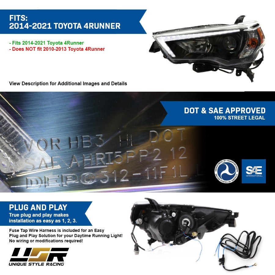 USR DEPO 5th Gen 4Runner Built-In LED Low Beam Projector Headlight