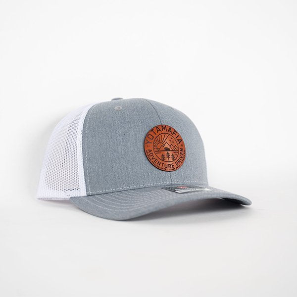 Adventure Driven Circle Patch Hat | Heather Grey / White
