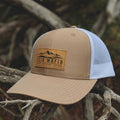 LEATHER PATCH TRUCKER HAT KHAKI/WHITE