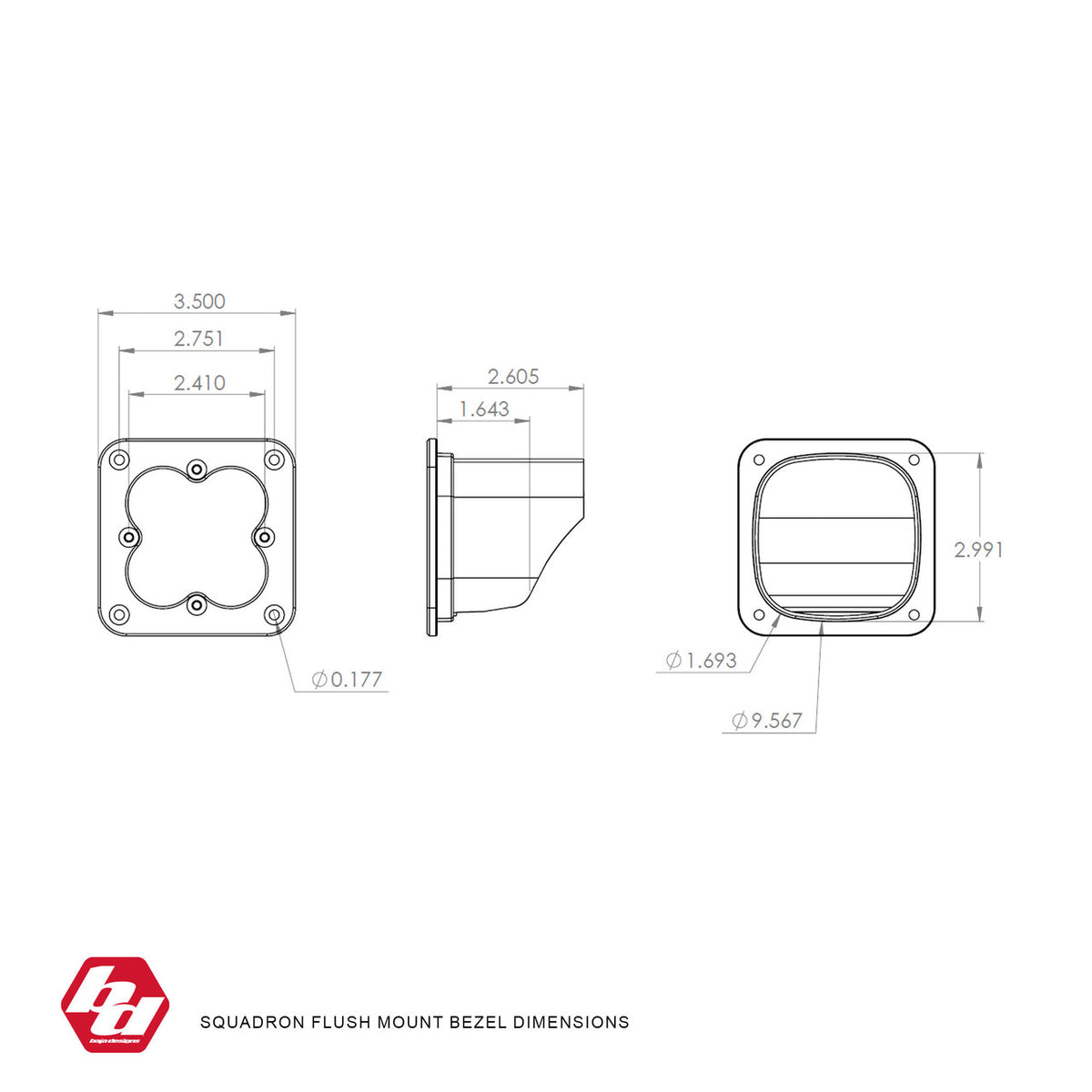 Baja Designs Squadron Flush Mount Bezel Kit | Universal
