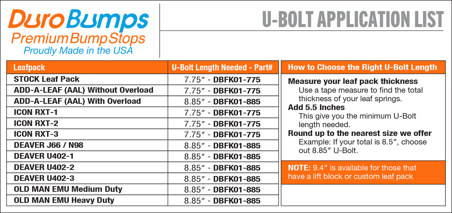 2005-2023 Tacoma & 2000-2006 Tundra DuroBumps 7.75 Inch U-Bolt Flip Kit [DBFK01]